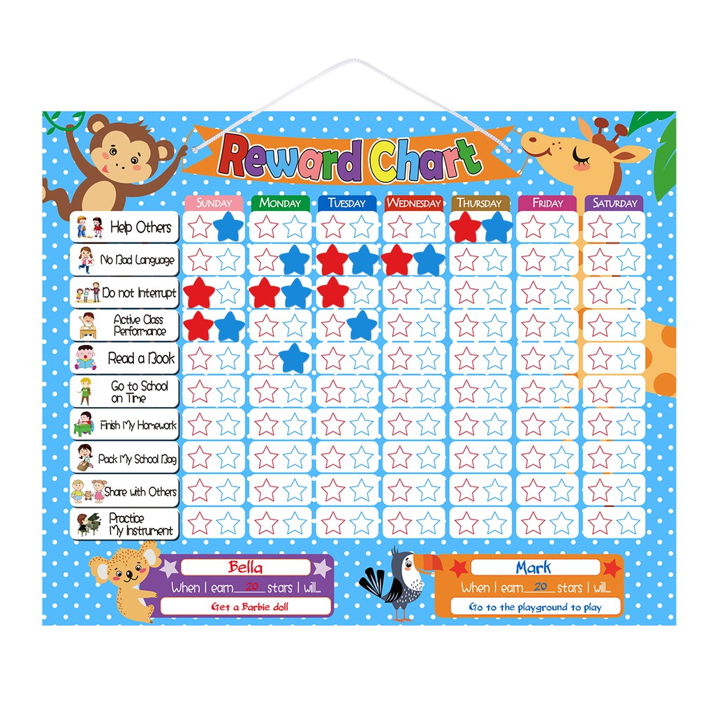 1 Set Kalender untuk Belajar Rutinitas+Stiker Reward untuk