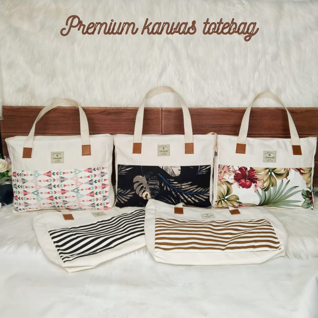 TOTEBAG WANITA RESLETING KANVAS / TAS TOTE BAG WANITA CANVAS UTK SHOPPING/KULIAH BISA POLOS &amp; CUSTOM