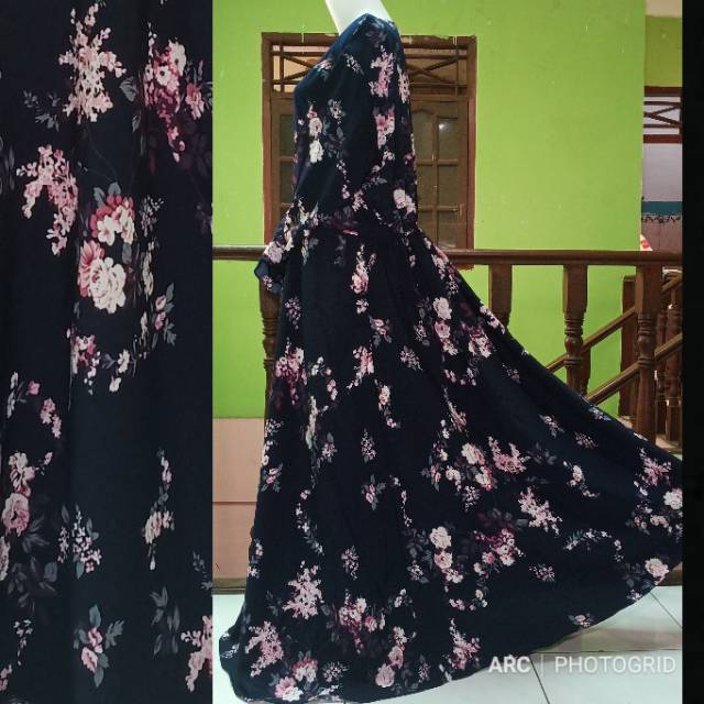 GAMIS JUMBO TERBARU XXL FIT XXXL LD 120 BERMOTIF JEHAN NAVY DRESS 2 SYARI