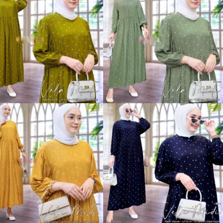 Best Seller.. Midi ori gamis dress rayon Vela midi dress
