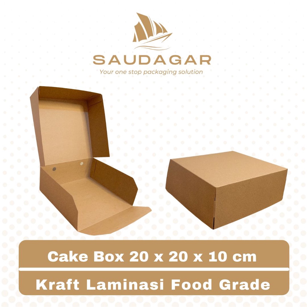 Cake box kraft laminasi / kotak kue bolu / tart / ulang tahun 20x20x10 cm