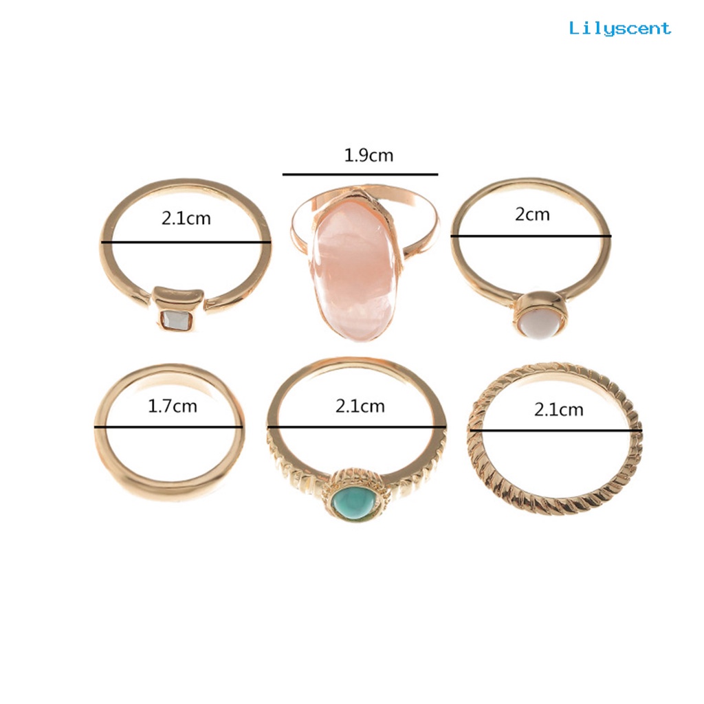 6pcs / Set Cincin Jari Bahan Alloy Gaya Vintage Untuk Wanita