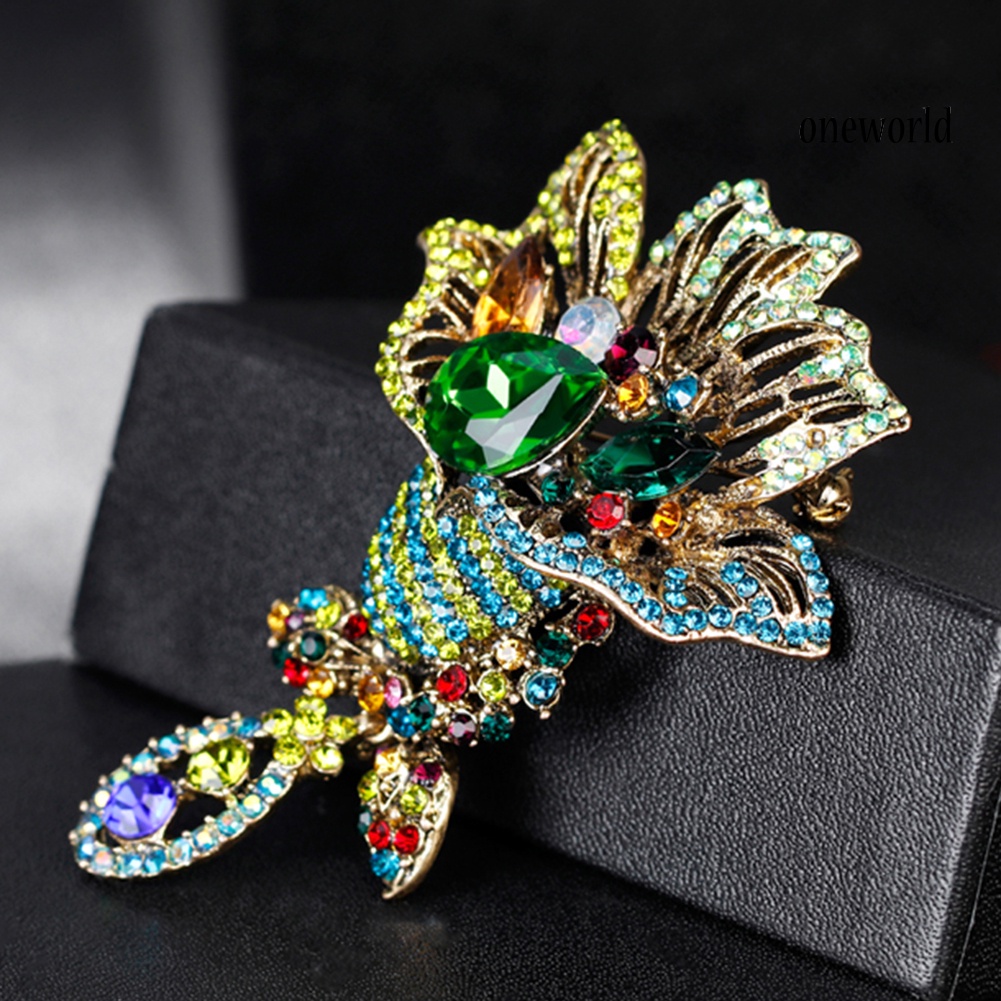 OW@ Fashion Multicolor Rhinestone Flower Brooch Pin Lady Dress Scarf Bag Accessory