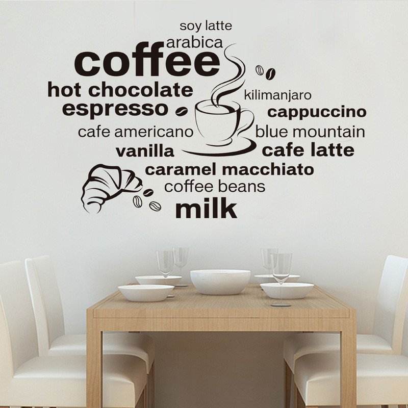 RELIZA WALL STICKER QUOTES DAPUR COFFEE CHOCOLATE CAPPUCCINO KITCHEN STIKER DINDING