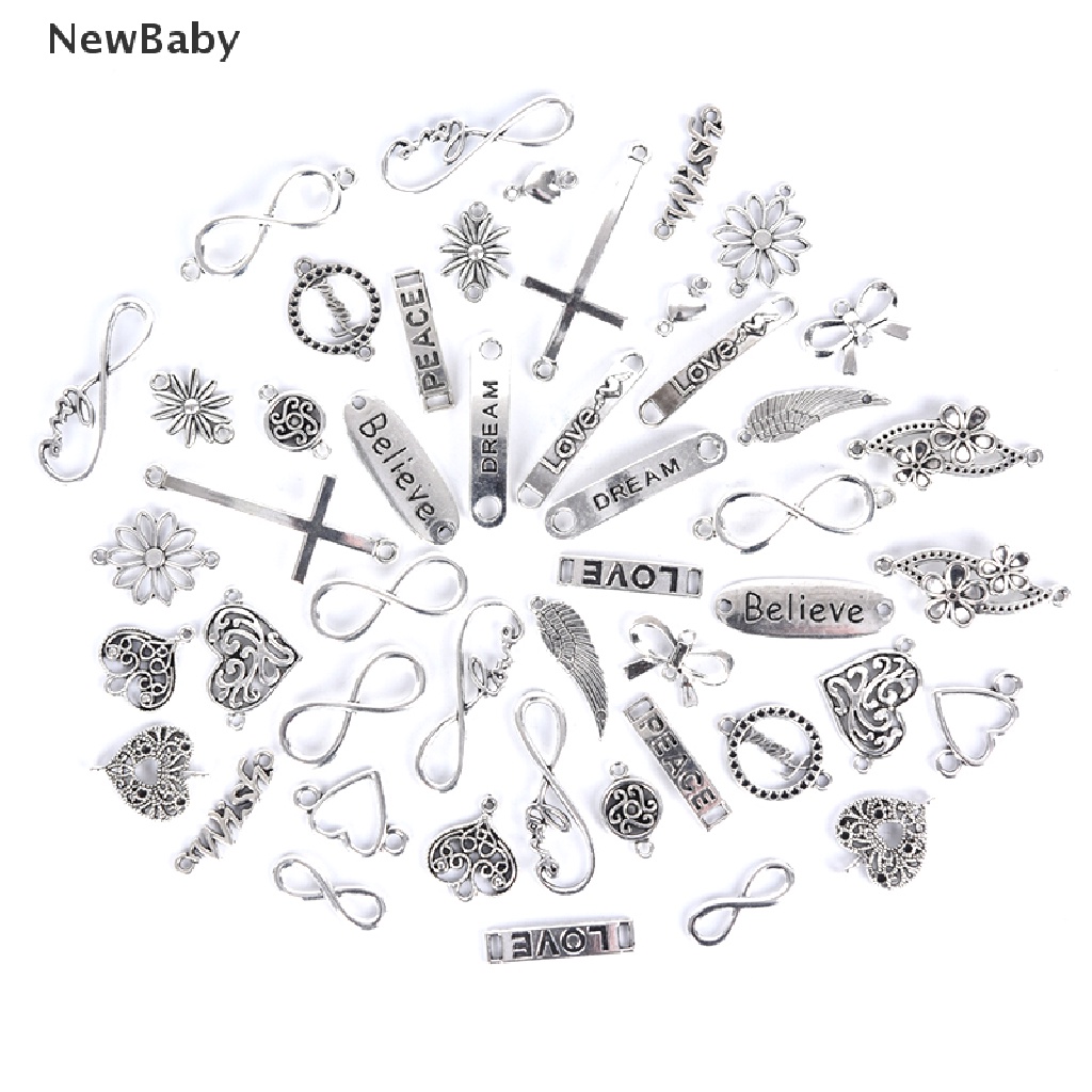 Newbaby 50 Pcs Liontin Kalung Model Salibtulisan Infinity Antik Untuk Perhiasan DIY