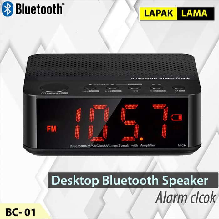 DESKTOP BLUETOOTH SPEAKER ALARM CLOCK / JAM ALARM RADIO WIRELESS AUDIO - White