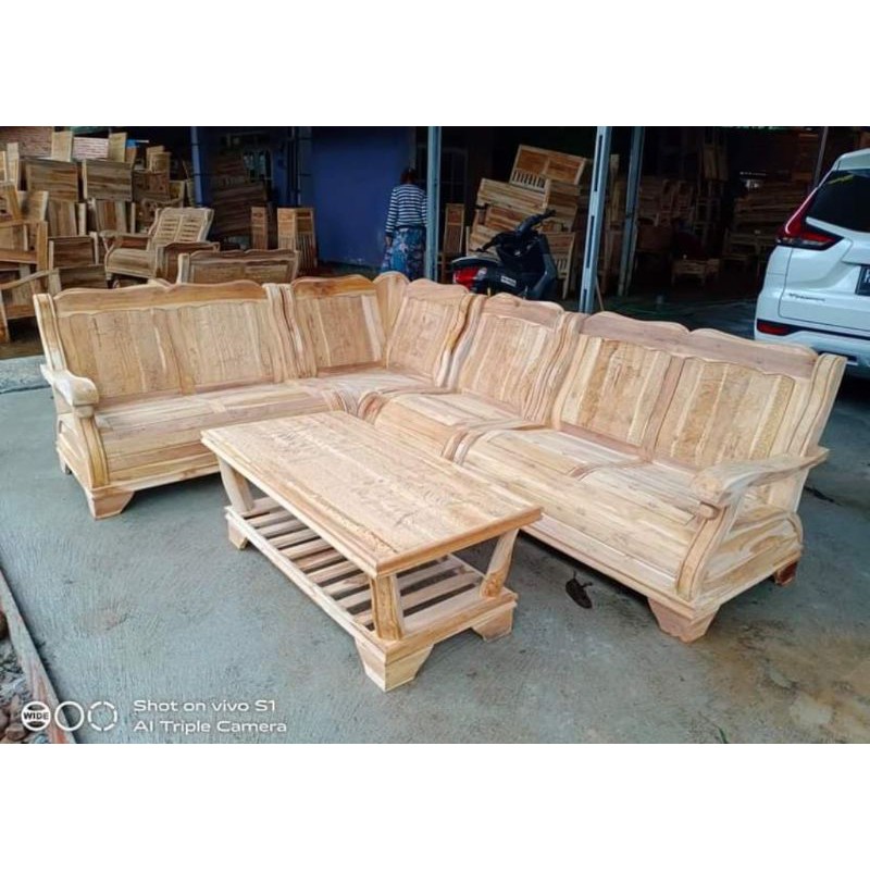 KURSI SUDUT GAJAH JATI MENTAHAN TERMURAH