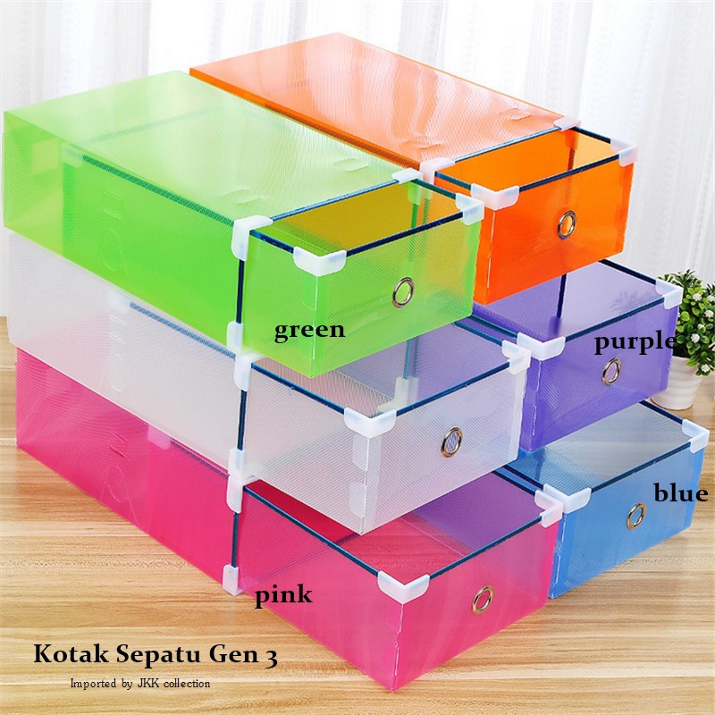 J054 Kotak sepatu transparan  gen 3 Shoes box silver 