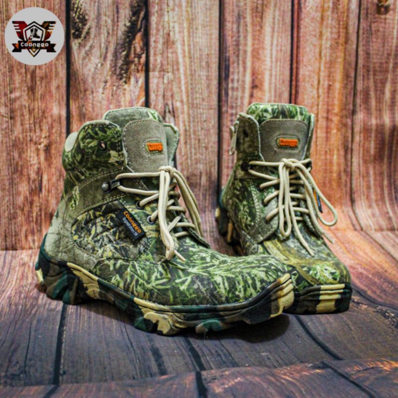 SEPATU SAFETY BOOTS CAMO HUNTING/BERBURU,SAFETY UJUNG BESI,TINGGI 6 INC