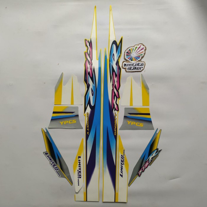 Stiker Striping Motor Yamaha F1ZR limited silver-kuning