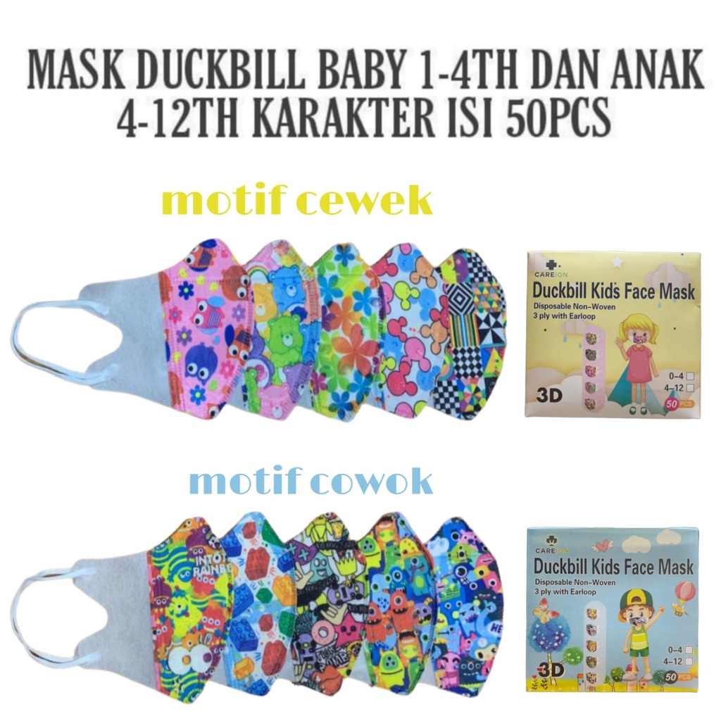 Masker DuckBill Anak Caracter 50pcs