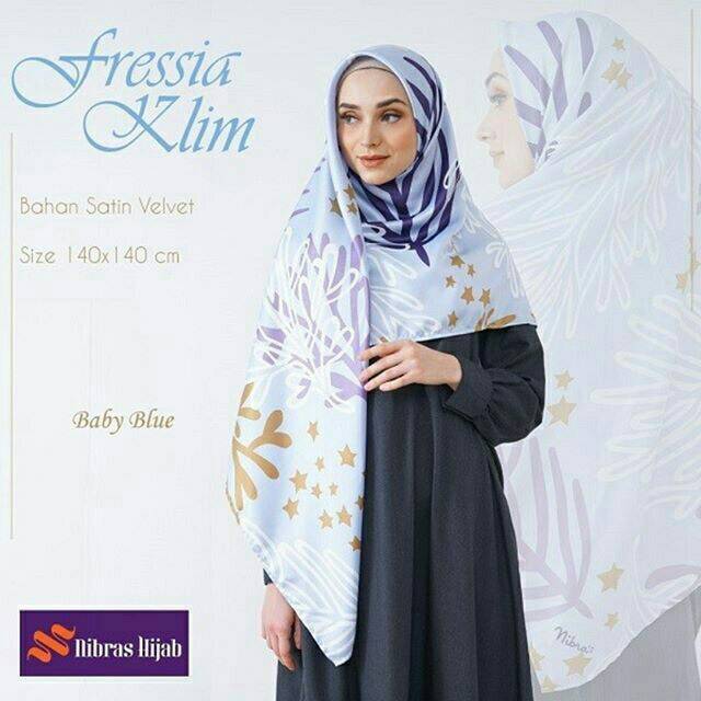  Jilbab  Segiempat Nibras Fressia Klim Bahan Satin Velvet  