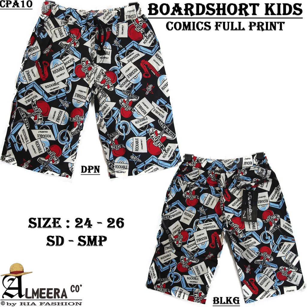  Fashion anak BOARDSHORT COMIC KIDS FULL  PRINT  CELANA  