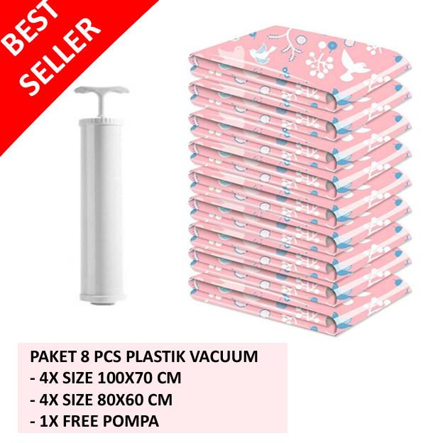 Plastik Vacum Pakaian + Pompa Vacuum Bag Travel Vakum Simpan Baju