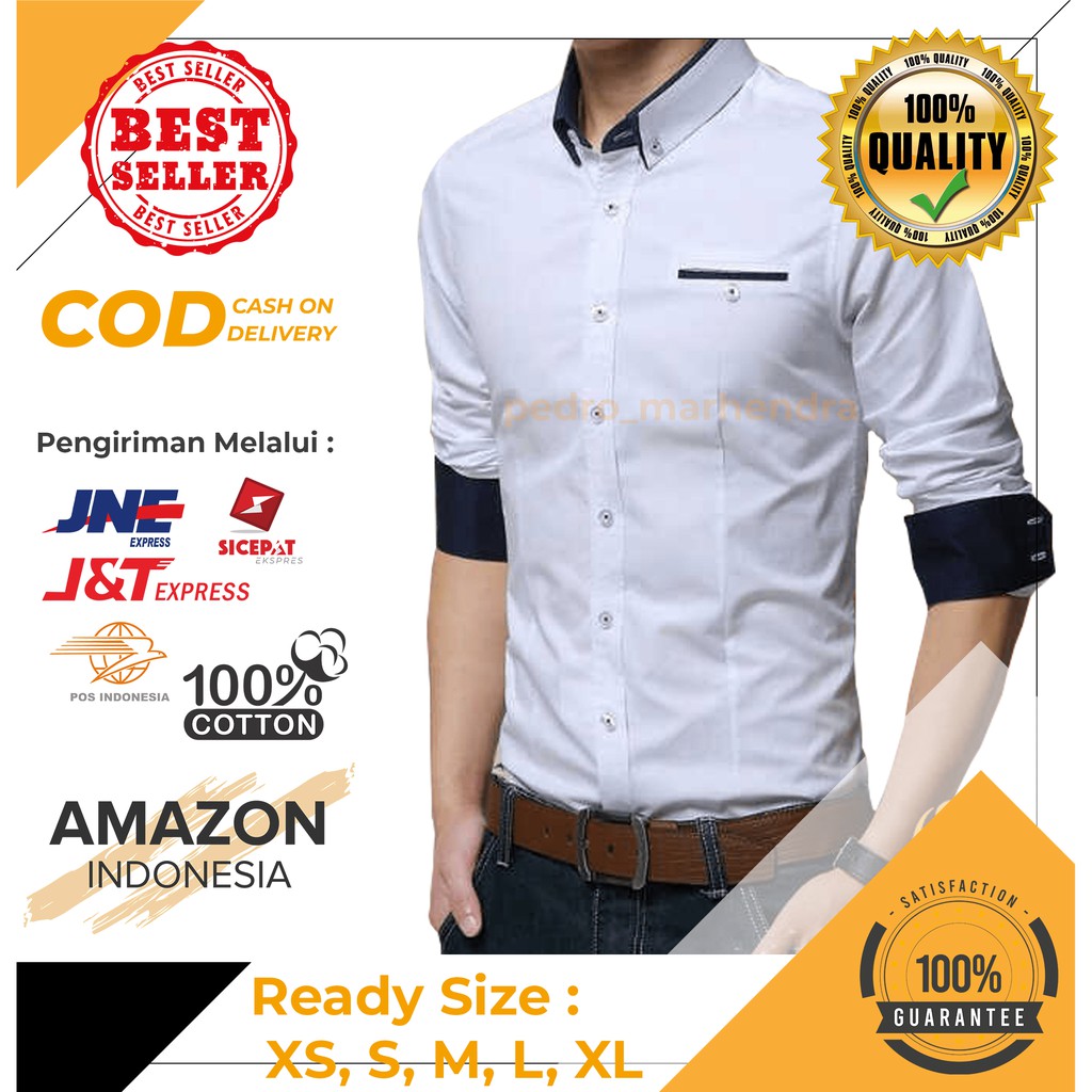 BEST SELLER KEMEJA PRIA PUTIH SLIM FIT SEMUA UKURAN PREMIUM MODEL BARU KUALITAS IMPORT JEPANG