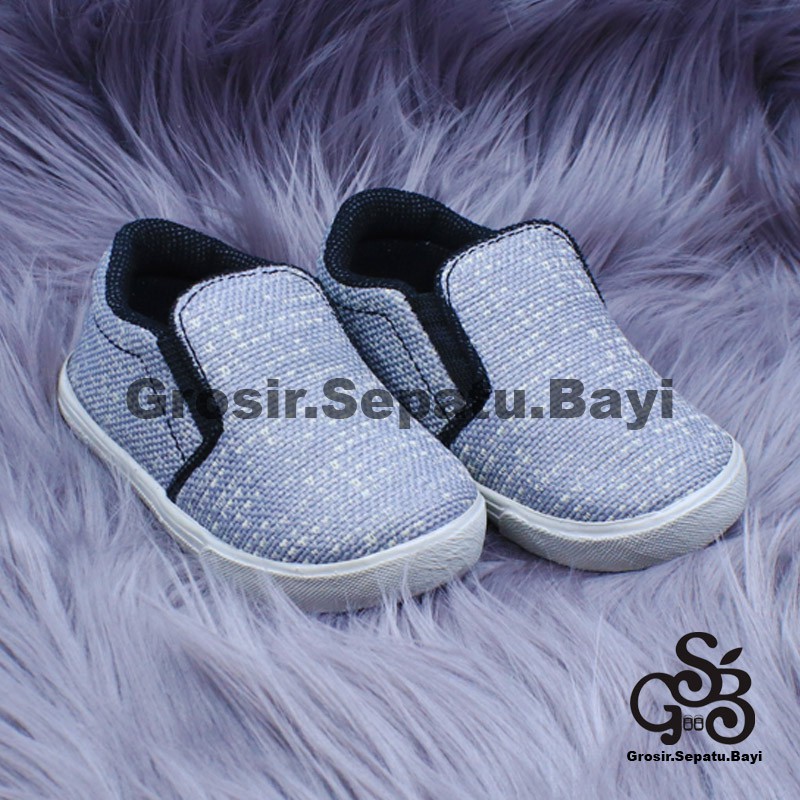 sepatu anak slip on laki laki perempuan motif serat bambu murah