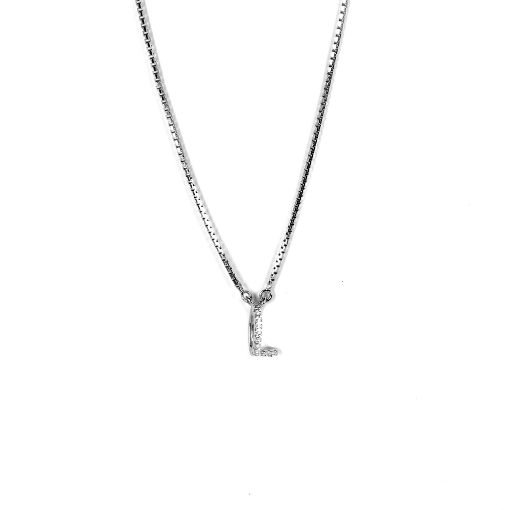 Dparis kalung silver inisial L