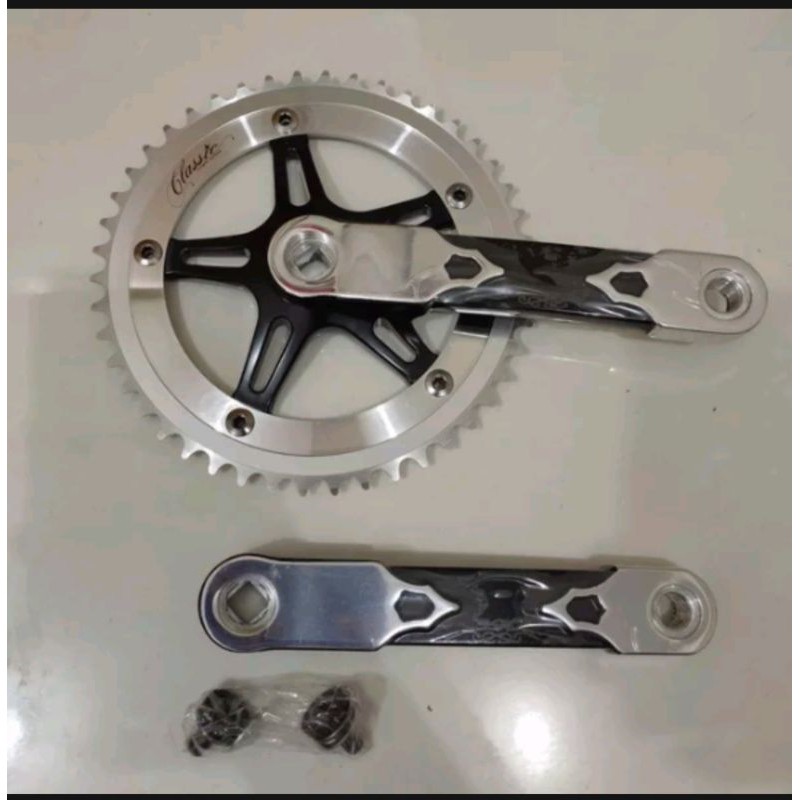single crank fixie lasco classic 46t Hitam silver