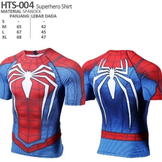 HTS-004 Kaos superhero sport fitness bodyfit Spiderman