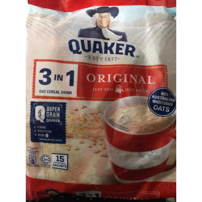 

QUACKER 3 IN 1 OAT CEREAL DRINK ISI 15 SACHET - VANILLA
