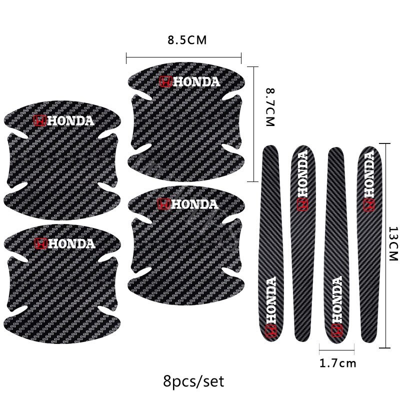 4 / 8pcs Stiker Pelindung Handle Pintu Mobil Bahan Carbon Fiber Untuk Honda Freed Brio City Civic CRV HRV BRV