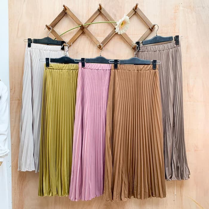 (BISA COD) PALING MURAH! Rok Plisket Mayung Hyget / Flare Skirt / Maxi Skirt Prisket Pleates