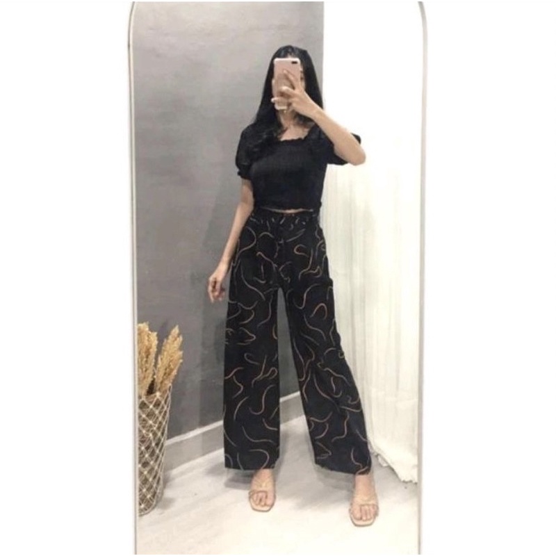 Celana Highwaist Cacing / Celana Kulot kekinian / Celana Wanita