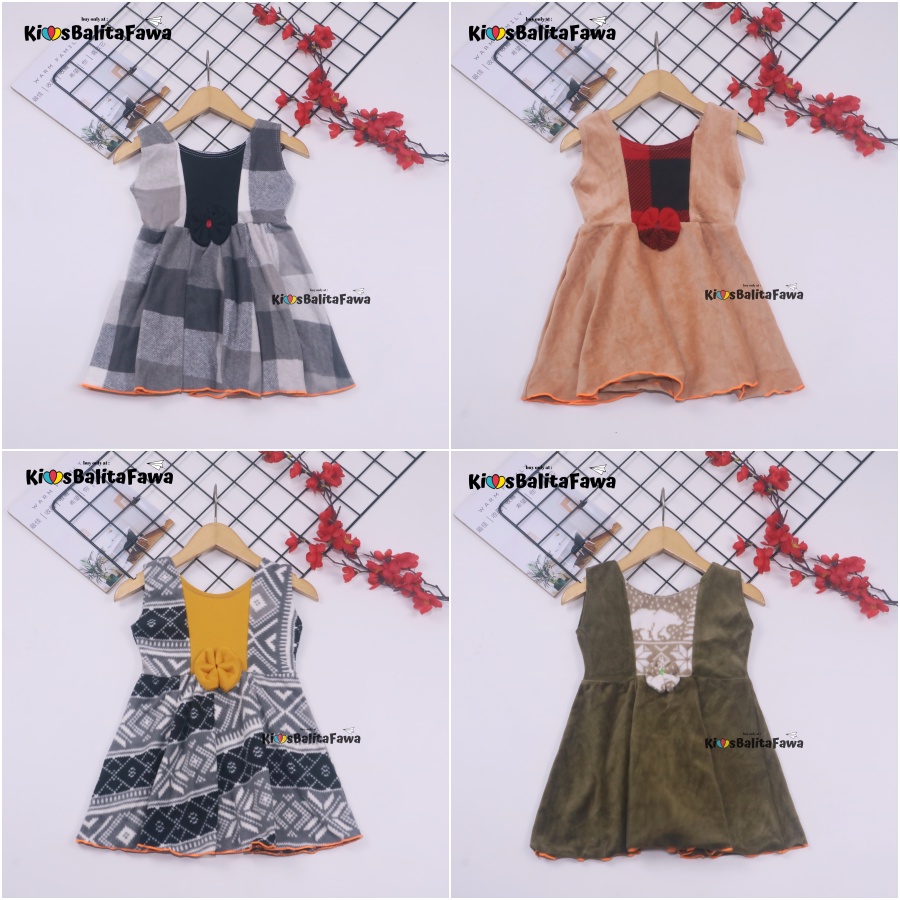 [BLUDRU FLANEL] Dress Clairine Baby uk 3-12 Bulan / Dres Anak Bayi Perempuan Baju Pesta Yukensi Adem