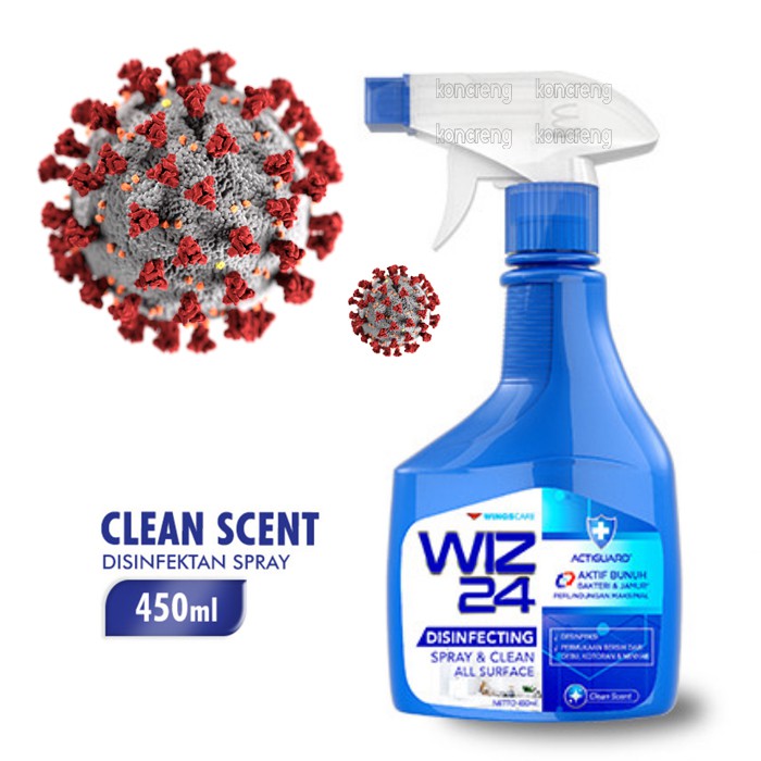 Wiz 24 disinfectant spray & Clean 450 ml Disinfektan