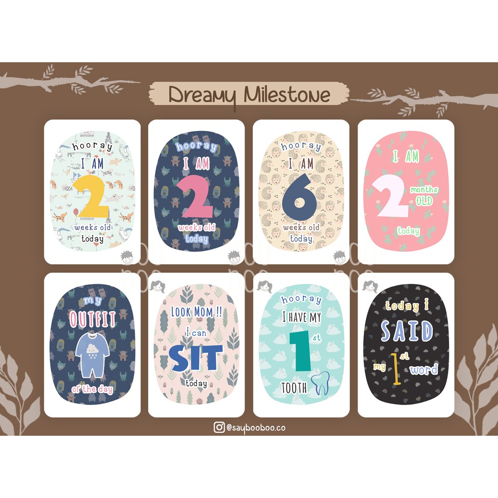 BooBoo Baby Milestone Card - Kartu Selfie Bayi FREE CUSTOM NAMA-Dreamy