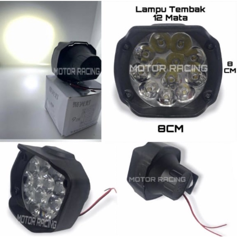 [TERMURAH] LAMPU TEMBAK SOROT LED SPION MOTOR WATERPROOF 12MATA 12W - UNIVERSAL BISA SEMUA MOTOR