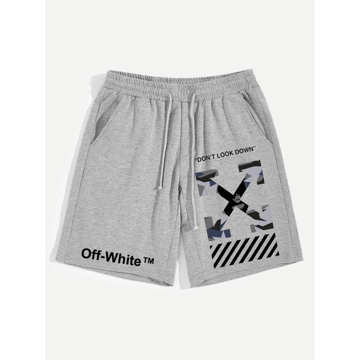 Clothing May - Celana Pendek Off White Boxer Pria Pendek Celana Tali Kolor Bokser Kekinian Cowok Laki-Laki Bahan Babyterry Baby Terry Premium Original Murah