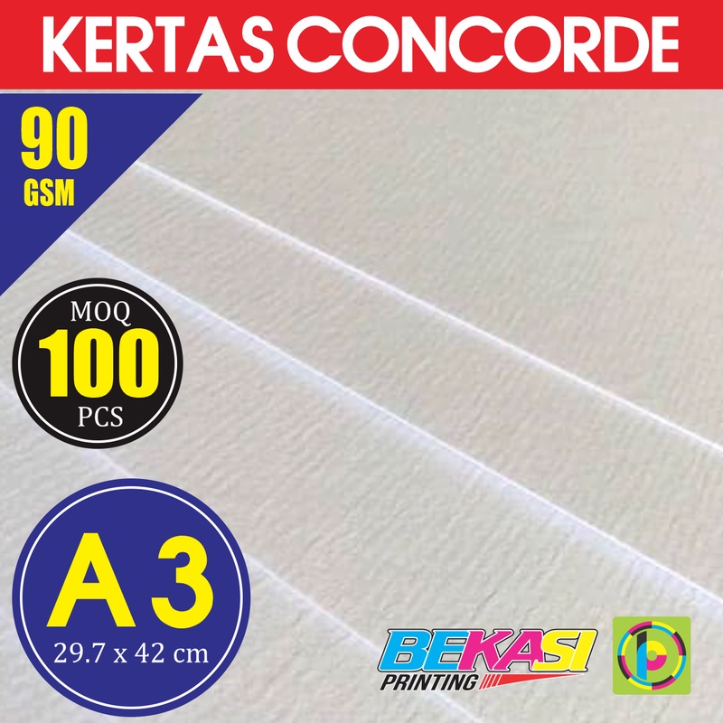 

Kertas Concorde 90 GSM Ukuran A3 29.7x42 cm isi 100 Lbr