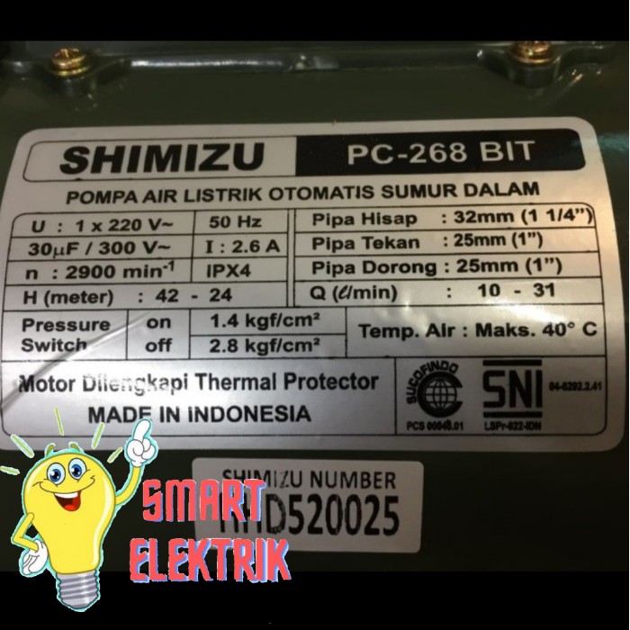 Pompa Air JET PUMP PC-268 BIT Asli SHIMIZU Garansi Resmi