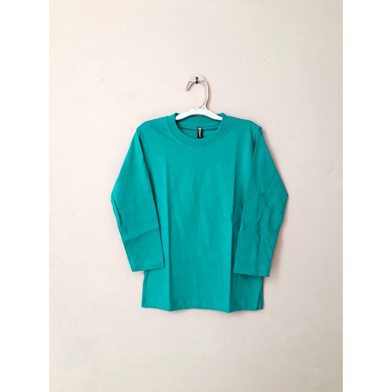KAOS POLOS ANAK HIJAU TOSCA LENGAN PANJANG / BAJU POLOSAN BISA COUPLE UNTUK BAYI ANAK DAN DEWASA BY 
