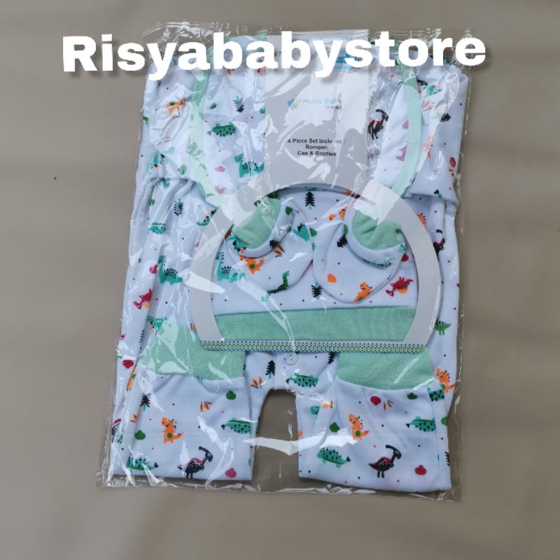 4 in 1 Sleepsuit bayi baru lahir / celemek bayi / sarung tangan bayi / topi bayi newborn