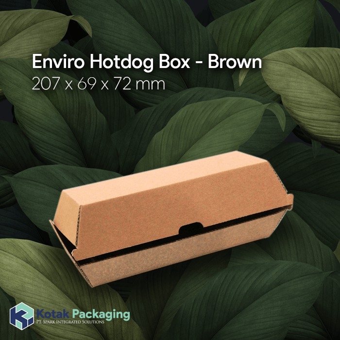 

Eco Box Hot Dog, Polos, Isi 50 pcs, Dus Coklat Kotak Packing Kue Roti