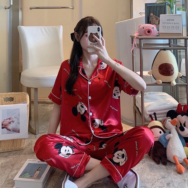 pajamas/baju tidur wanita/baju tidur bahan satin/baju tidur celana panjang/Baju Tidur Satin /baju ti