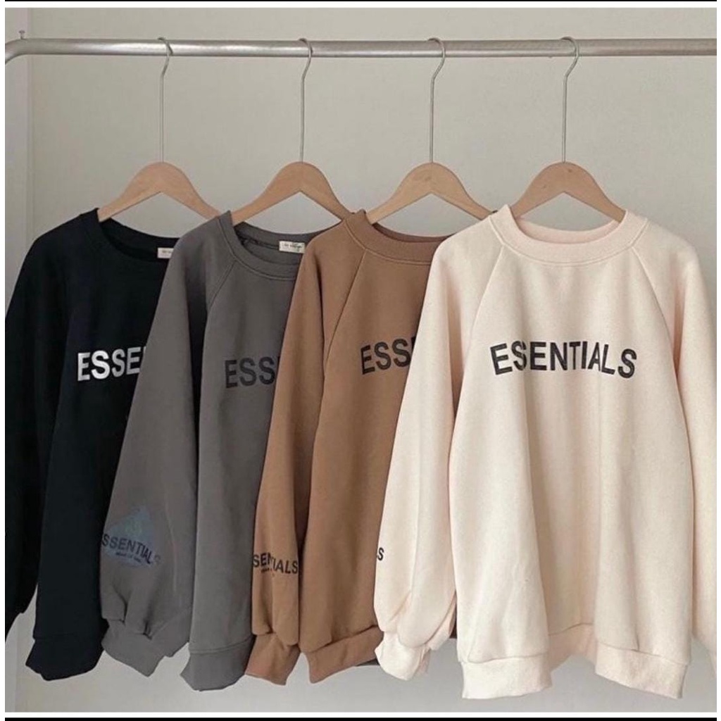 SWEATER UNISEX ESSENTIALS / PAKAIAN CASUAL ALA KOREA / CREWNECK FLEECE PREMIUM TEBAL LEMBUT TERBARU'