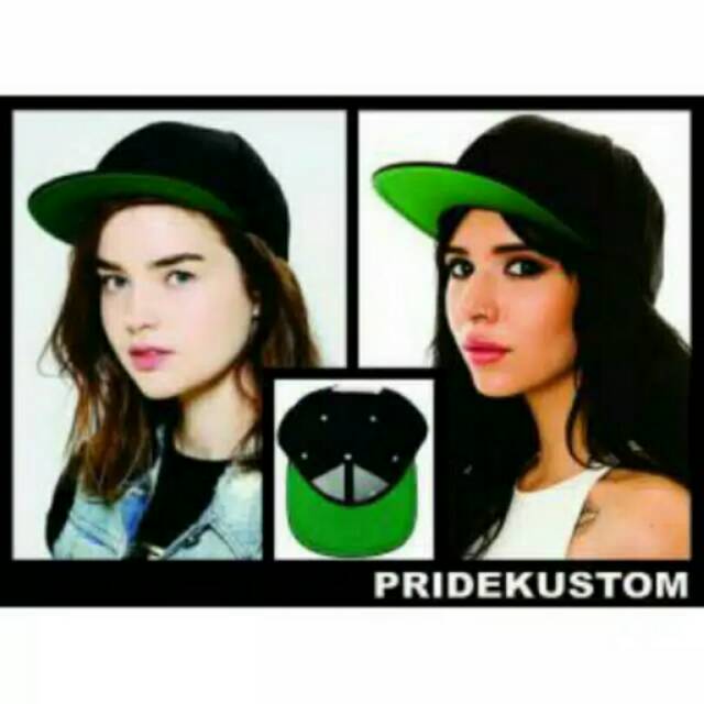 Topi snapback distro hitam full base hijau, topi hiphop polos