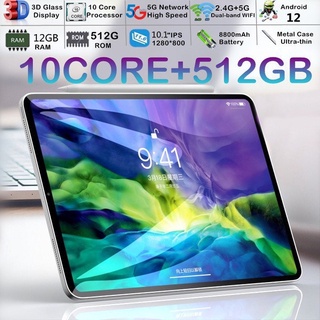 【2022 Produk Baru】Terbaru Tablet PC Tab K960 12GB + 512GB Tablet Android 10.1 Inci Layar Full Screen Layar Besar Wifi 5G Dual SIM Tablet Untuk Anak Belajar Galaxy A8 Galaxy S8,
