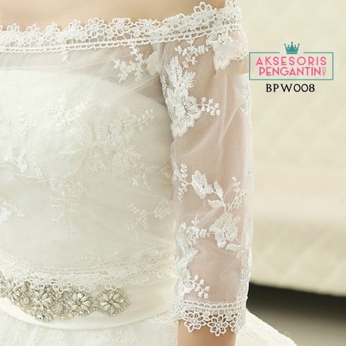 [READY STOCK] AKSESORIS PESTA LACE BROKAT BOLERO PENGANTIN CARDIGAN WEDDING PUTIH BPW008