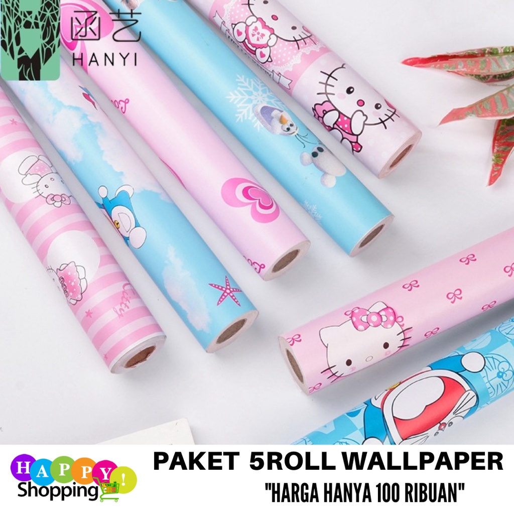 TERMURAH - PAKET Wallpaper 5ROLL ( BUY 4 GET 1 FREE ) Stiker Dinding Motif Dan Karakter Premium Quality MOTIF DORAEMON BEST SELLER  -  BOY WALLPAPER