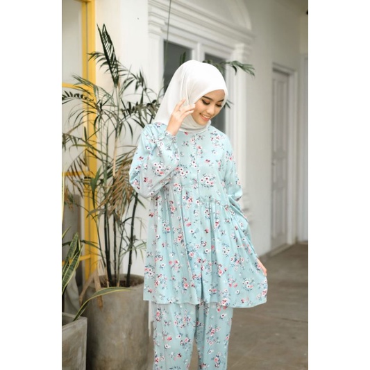 Oneset Panjang || Pajamas Rufle Lengan Panjang || Pajamas Rayon Panjang || Pajamas Rayon Motif || Pi