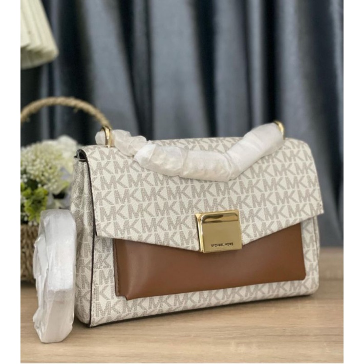 MK lita medium shoulderbag sign vanilla