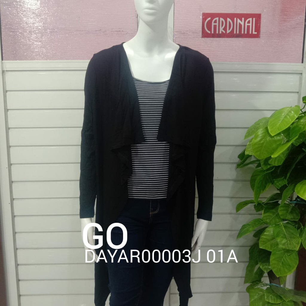 gof CARDINAL CARDIGAN SWEATER FEMME Pakaian Wanita Outerwear Polos Salur Garis Katun Original Brand