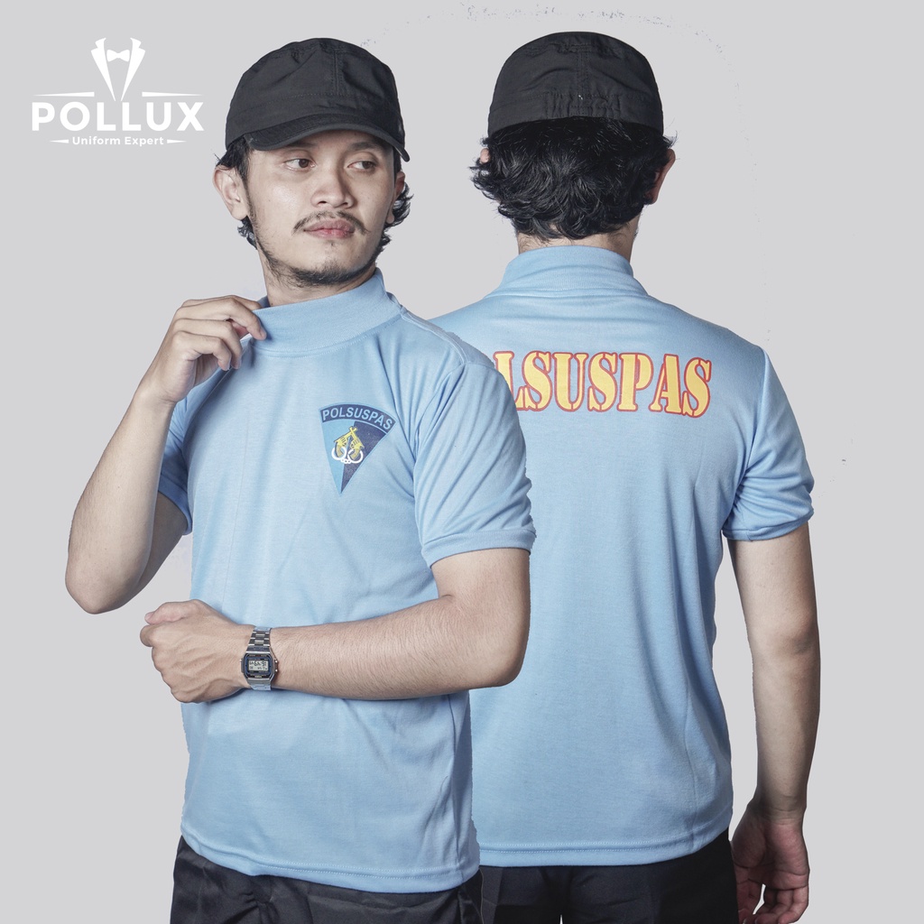 Kaos Dalam Dinas Sipir Polsuspas Navy Biru Langit Tangan Pendek model Slimfit