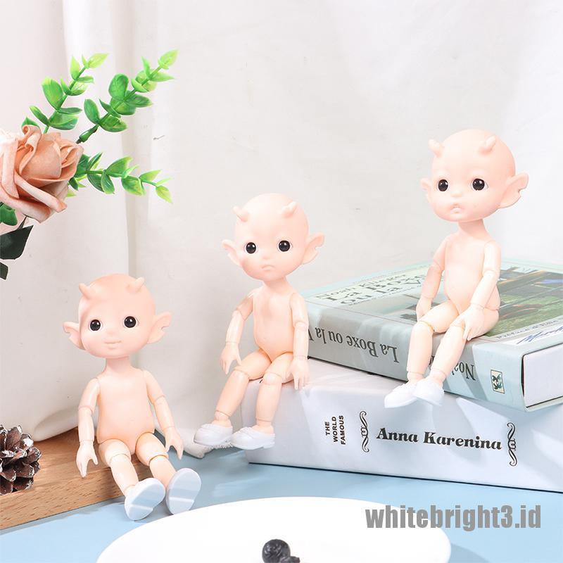 (white3) Mainan Boneka BJD Elves Horned 13 Sendi Dapat Bergerak Ukuran 16cm Diy