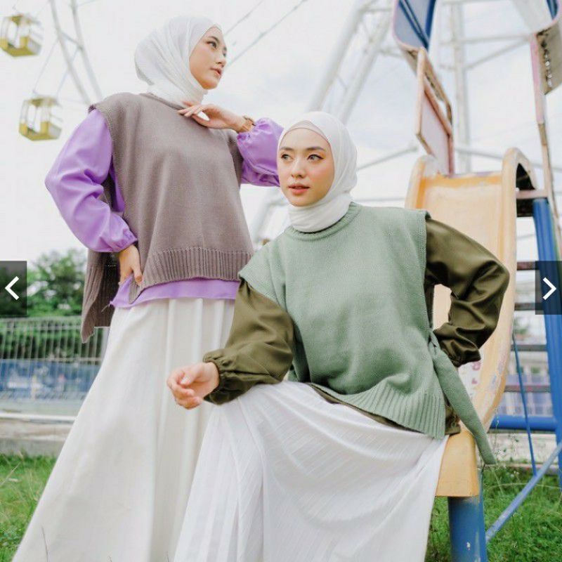 Baju atasan fashion wanita outer wear vest rajut andin ikatan cinta outerwear rompi cardigan cardi