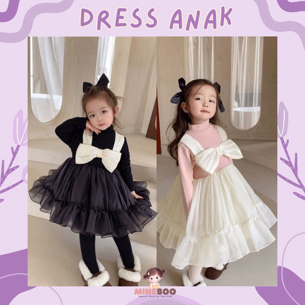 mineboo 1 - 4 Tahun | AUDREY EBV Rose Dress Korean - Gaun Baby Korea Style Import premium Overall Dress Anak Perempuan Gaun anak import